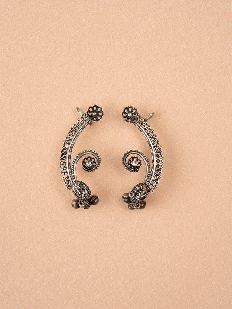 Oxidized Jali Stone Earcuff