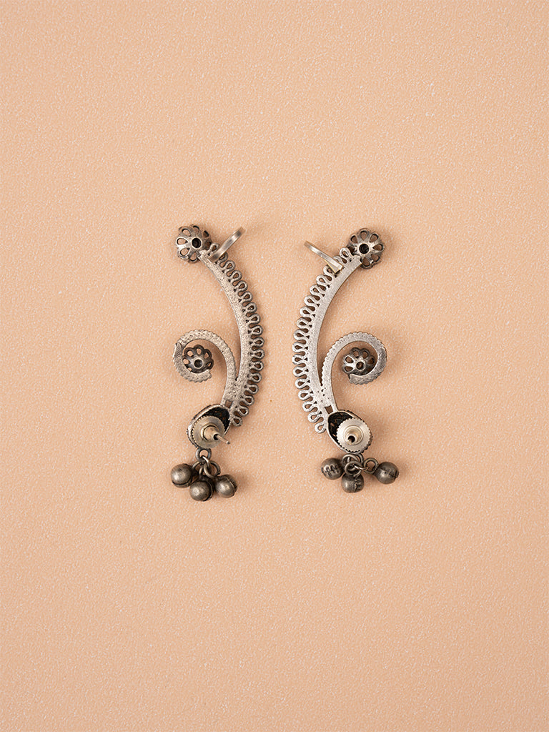Oxidized Jali Stone Earcuff