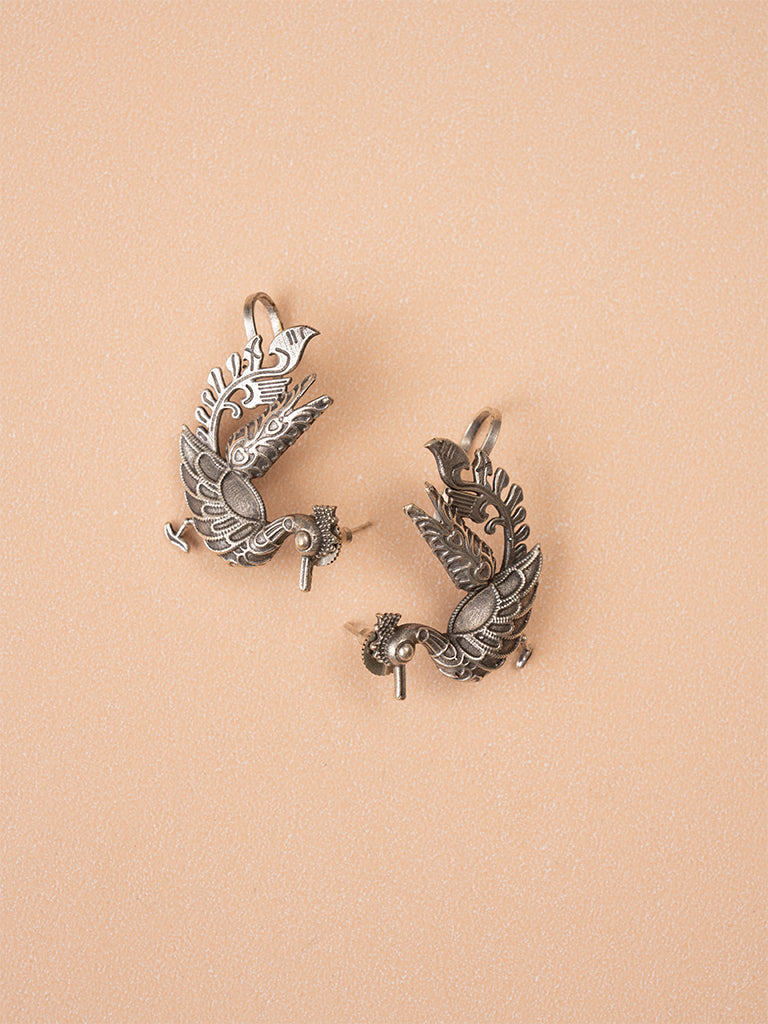 Peacock Oxidised Earring