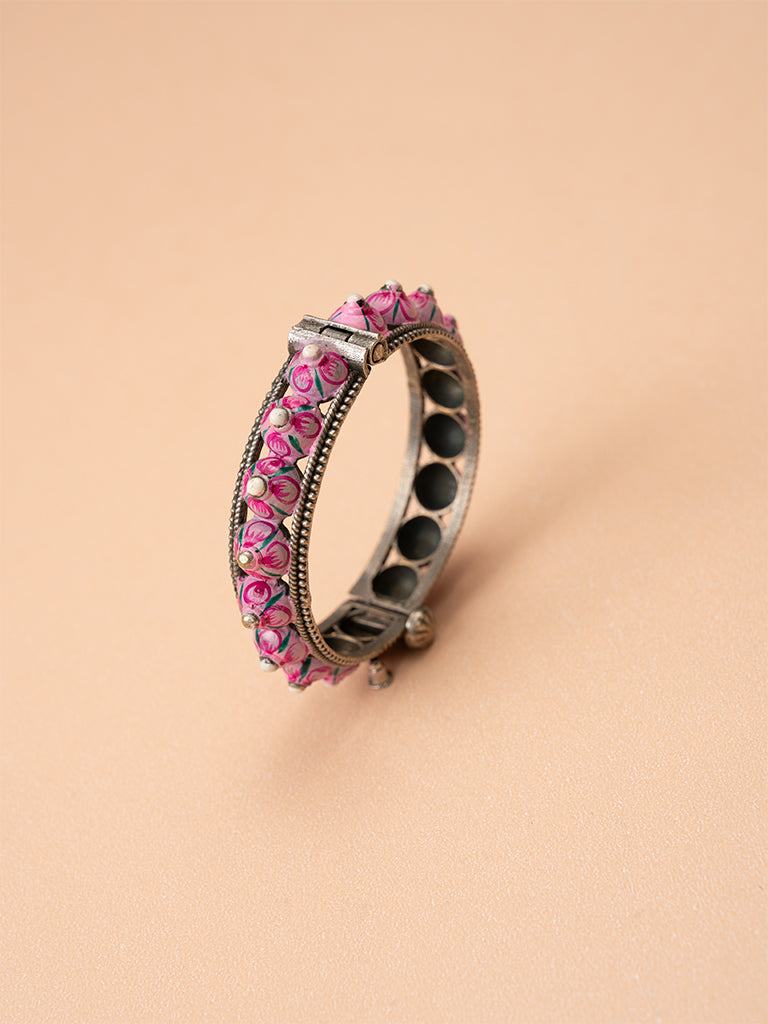 Pink Meenakari Flower Bangle