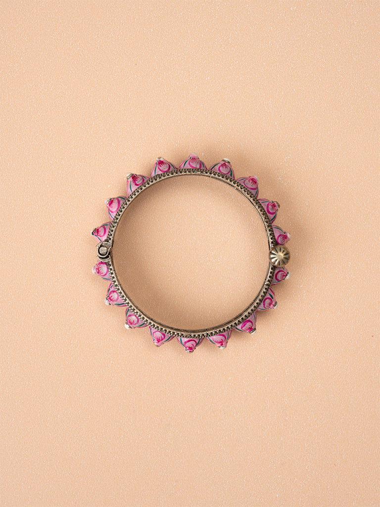 Pink Meenakari Flower Bangle