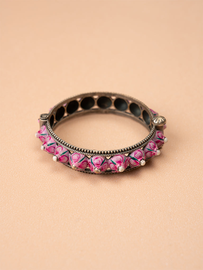 Pink Meenakari Flower Bangle