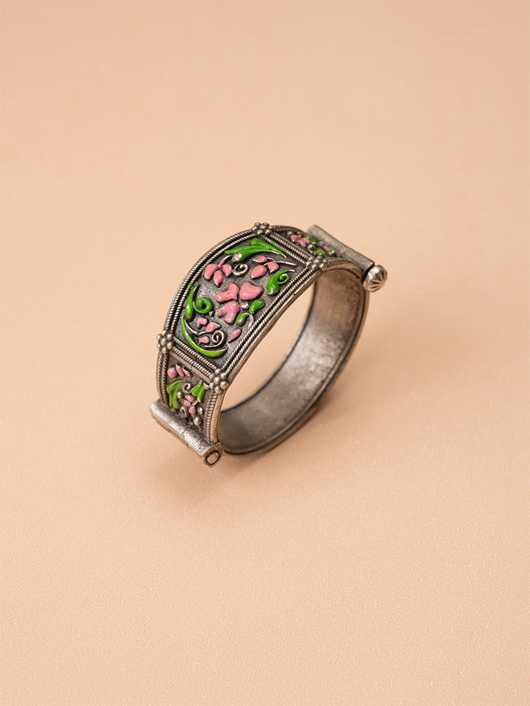 Oxidised Floral German Silver Bangle