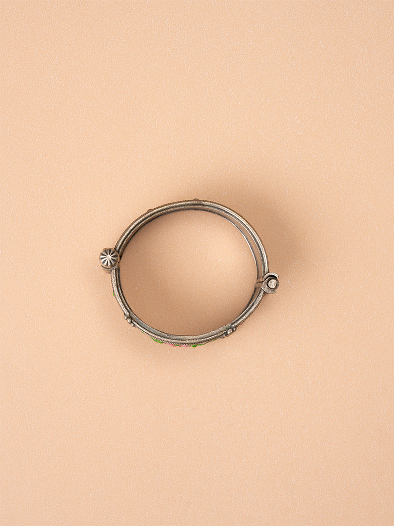 Oxidised Floral German Silver Bangle
