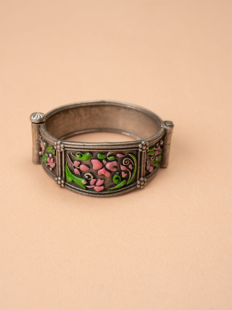 Oxidised Floral German Silver Bangle