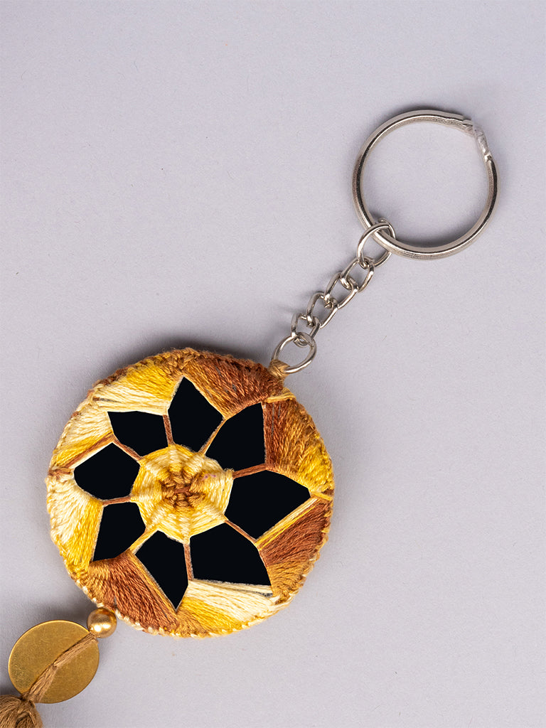Brown Mirror Brass Tikki Keychain