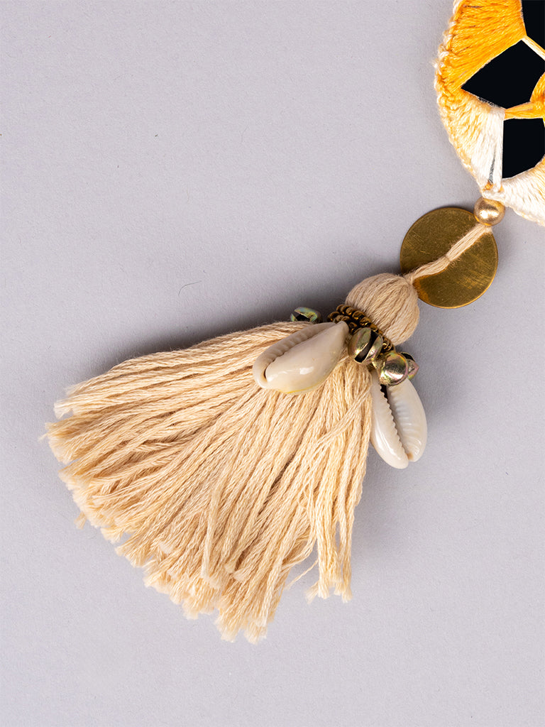 Orange Mirror Brass Tikki Keychain