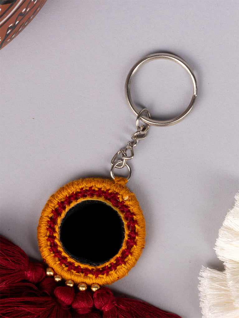 Mustard & Blue Mirror Tassel Keychains