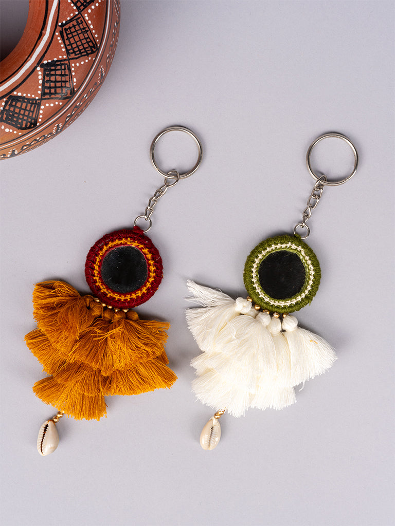 Orange & Green Tassel Keychains