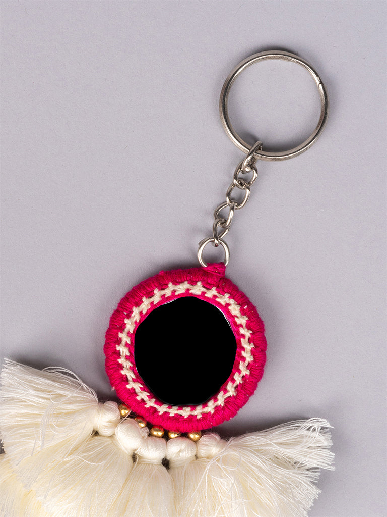 Black & Pink Mirror Tassel Keychains