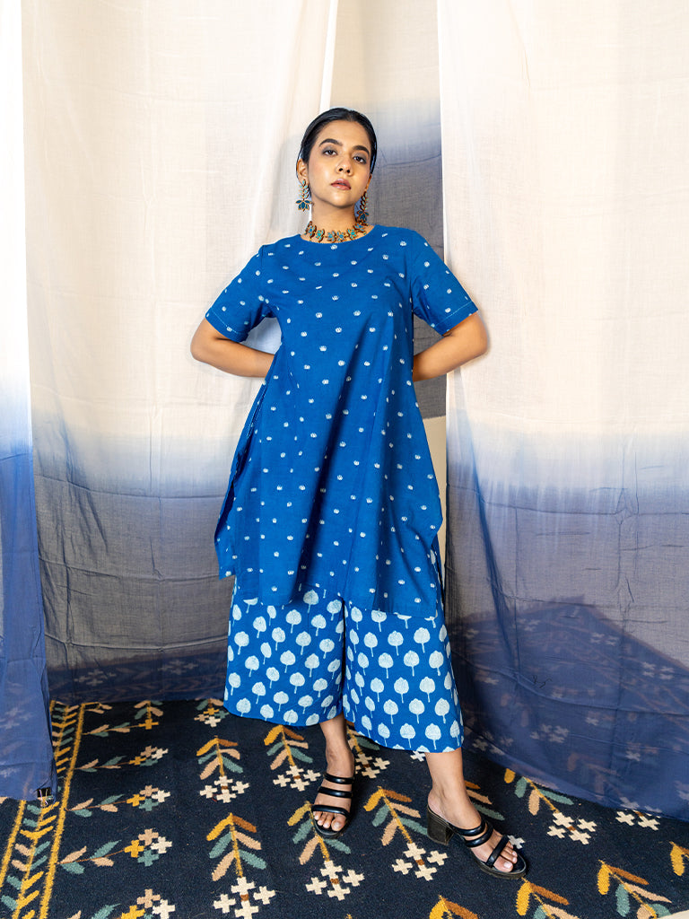 All-Over Block Print and Polka Dots Co-ord Set