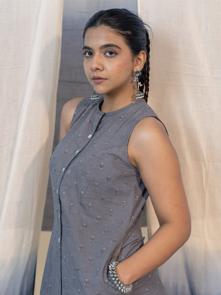 Button Down Block Printed Dress