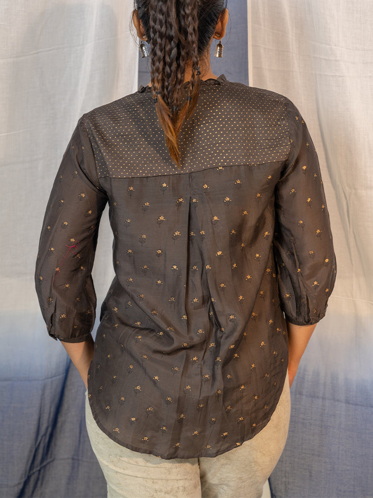 Block Printed Grey Shirt