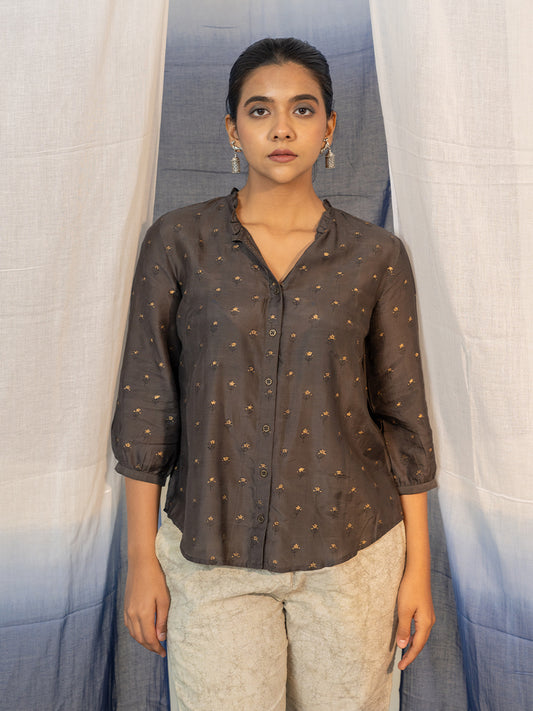 Block Printed Grey Shirt