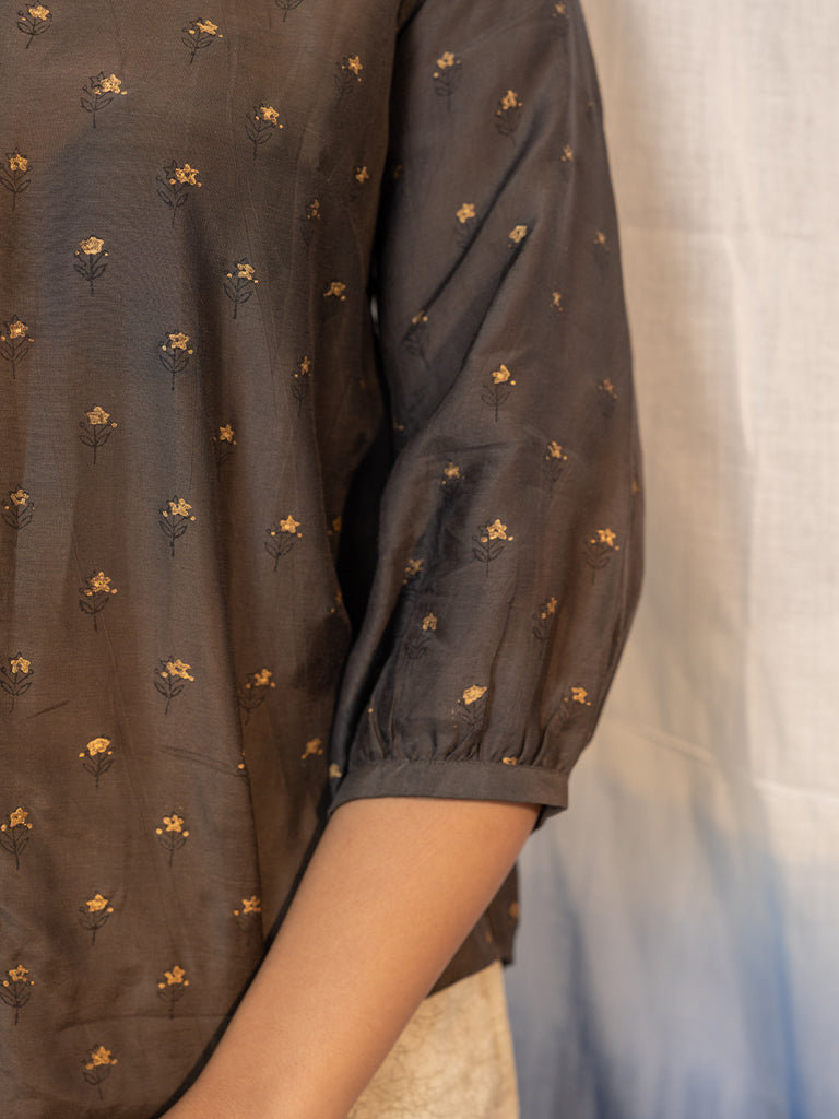 Block Printed Grey Shirt