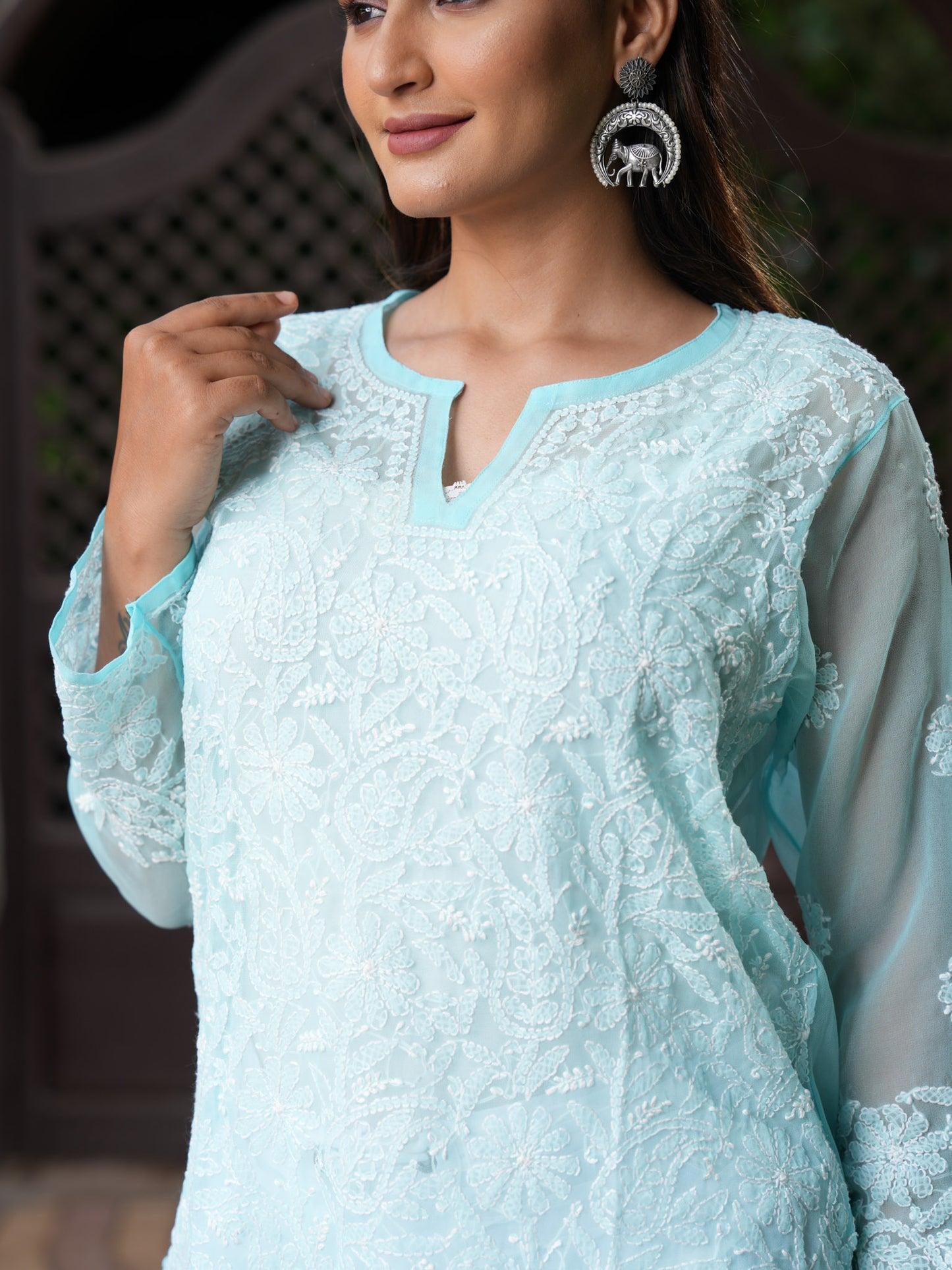 Georgette Chikankari Kurta