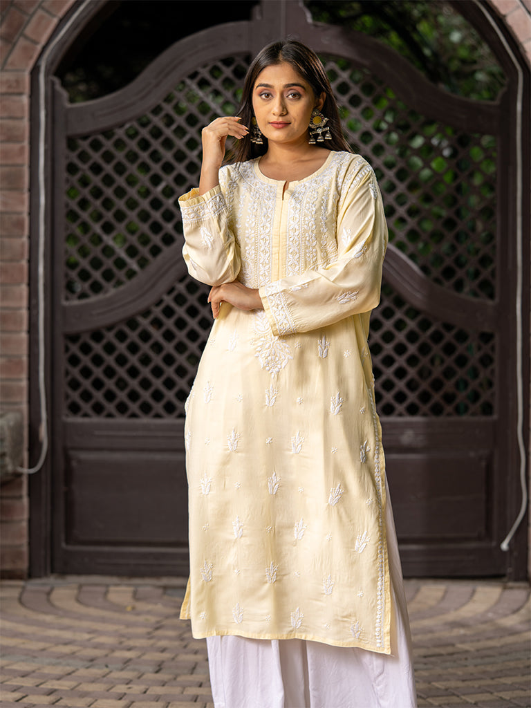Light Yellow Chikankari Kurta