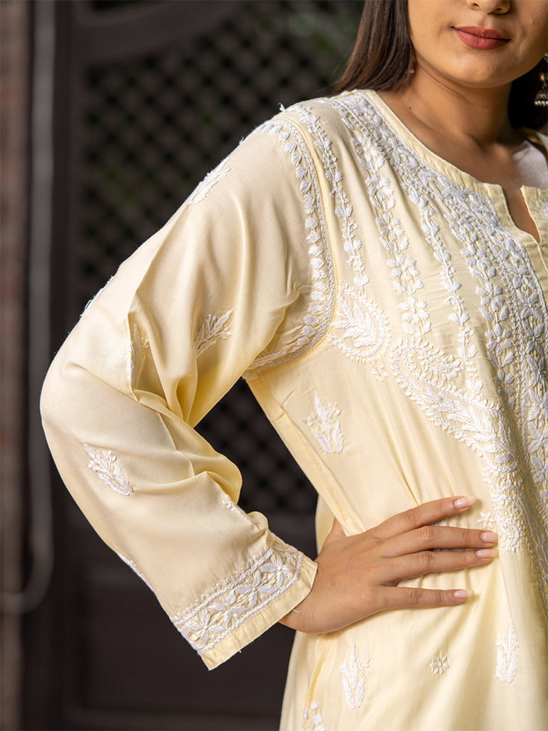 Light Yellow Chikankari Kurta