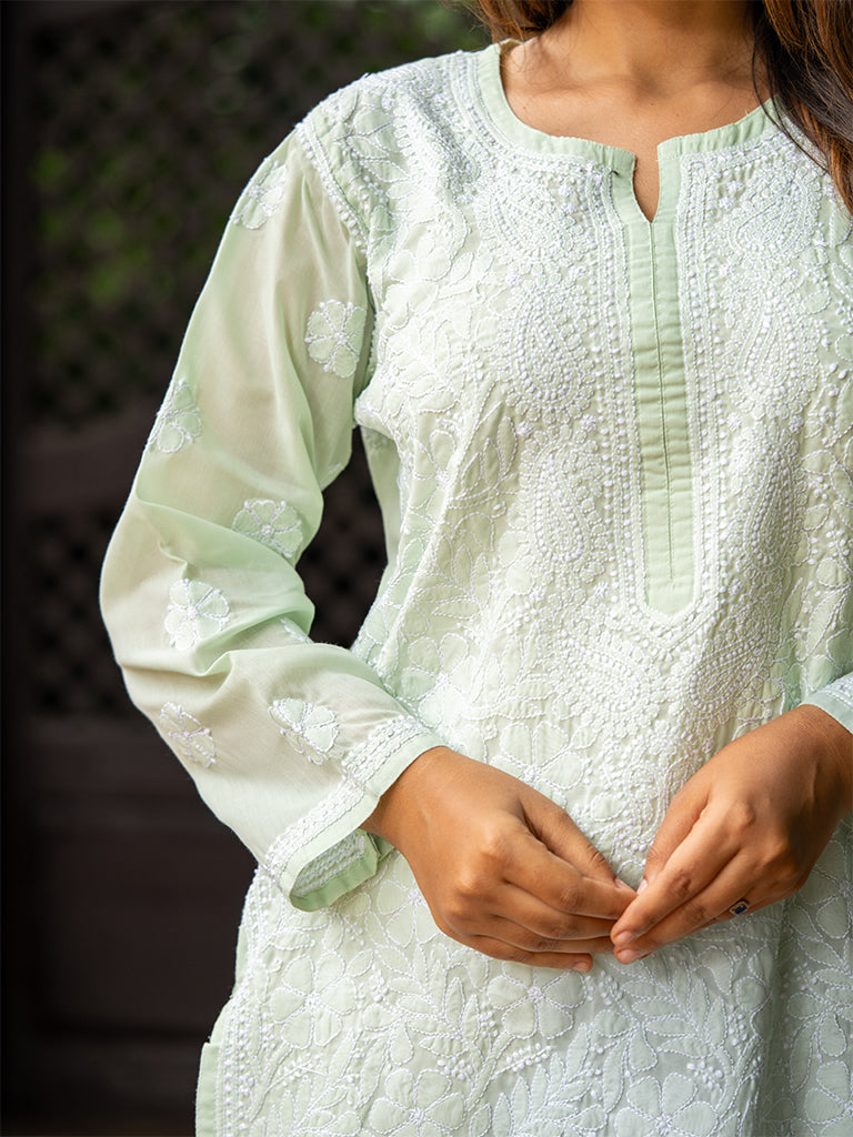 Mint-Green Floral Kurta