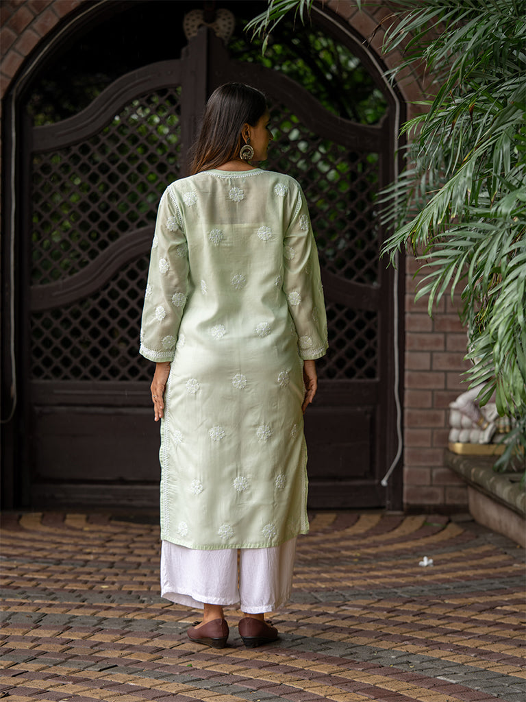 Mint-Green Floral Kurta