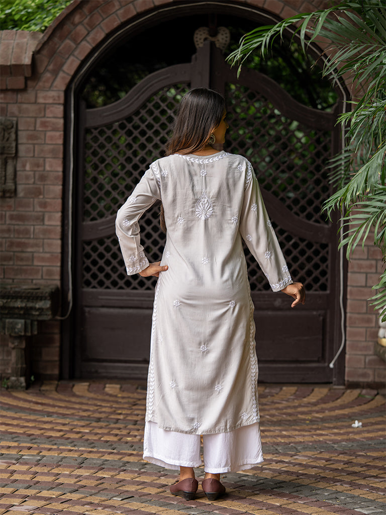 White Floral Kurta