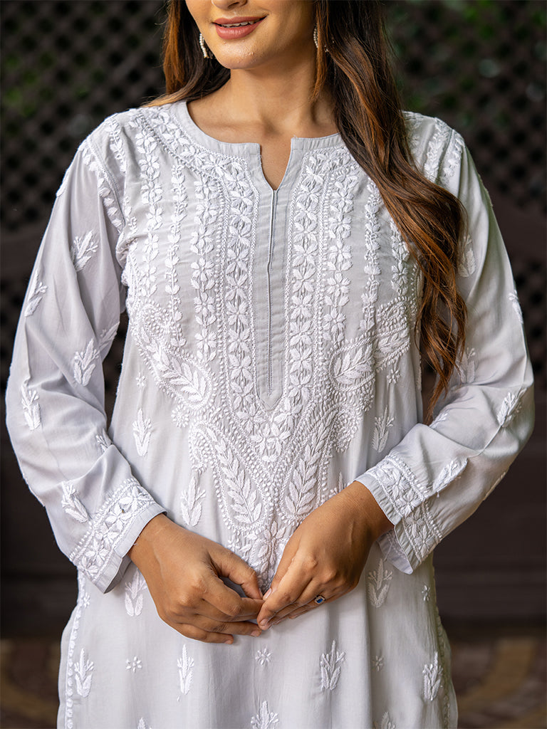 Modal Grey Chikankari Kurta