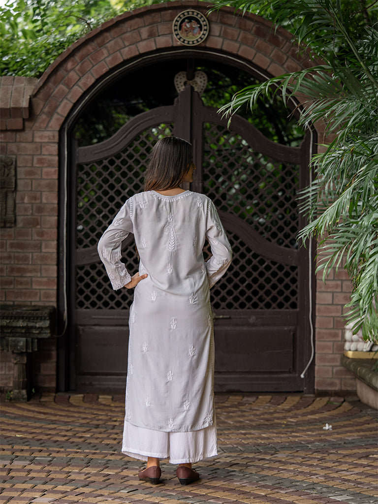 Modal Grey Chikankari Kurta