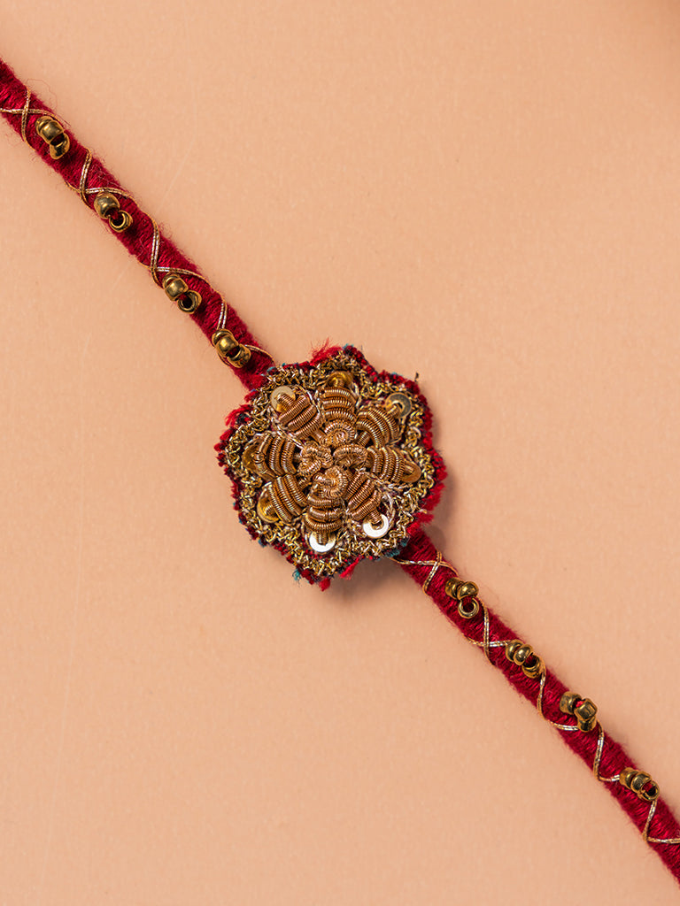 Zardosi Maroon Bracelet Rakhi