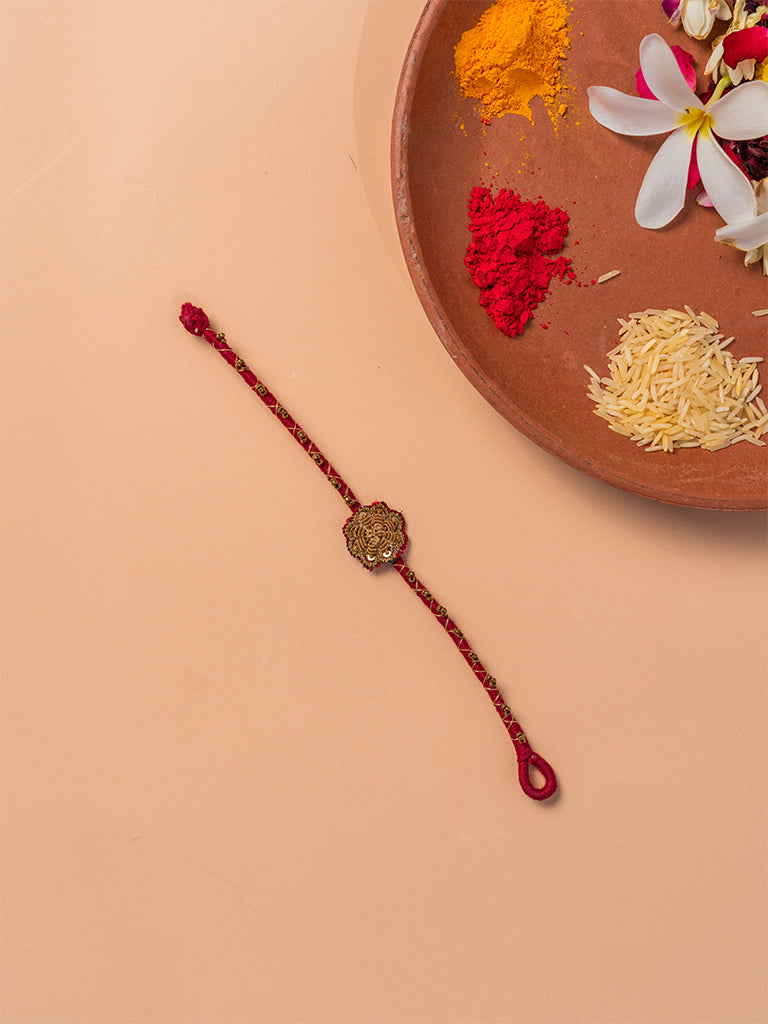Zardosi Maroon Bracelet Rakhi