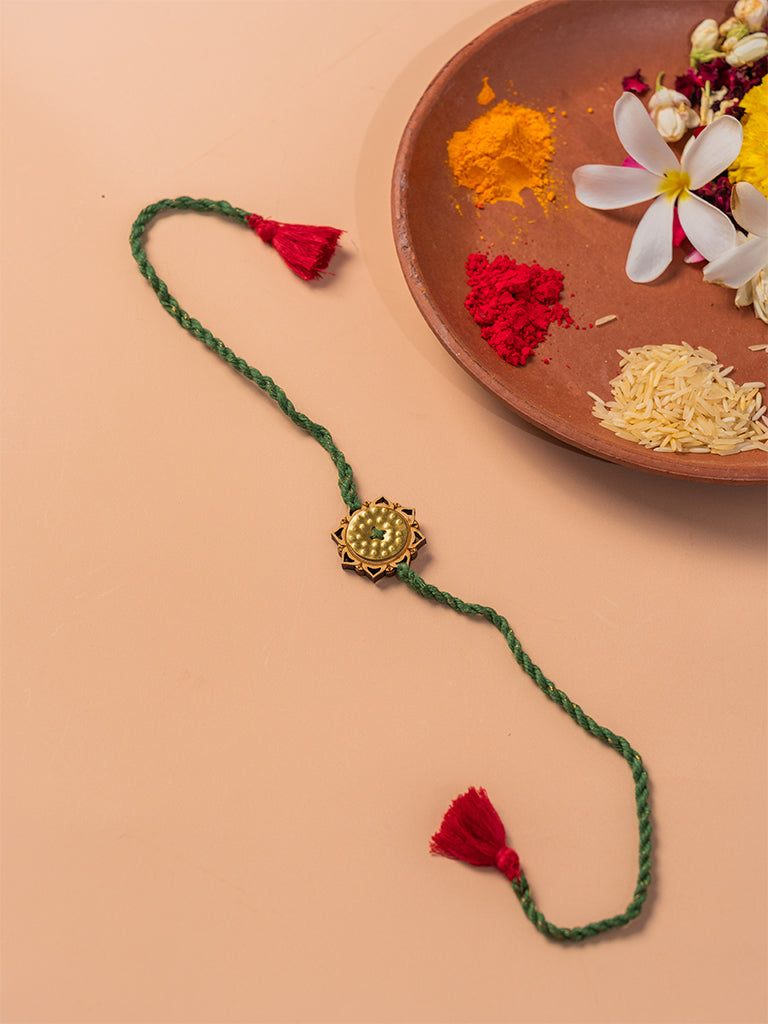 Mandala Brass Floral Rakhi