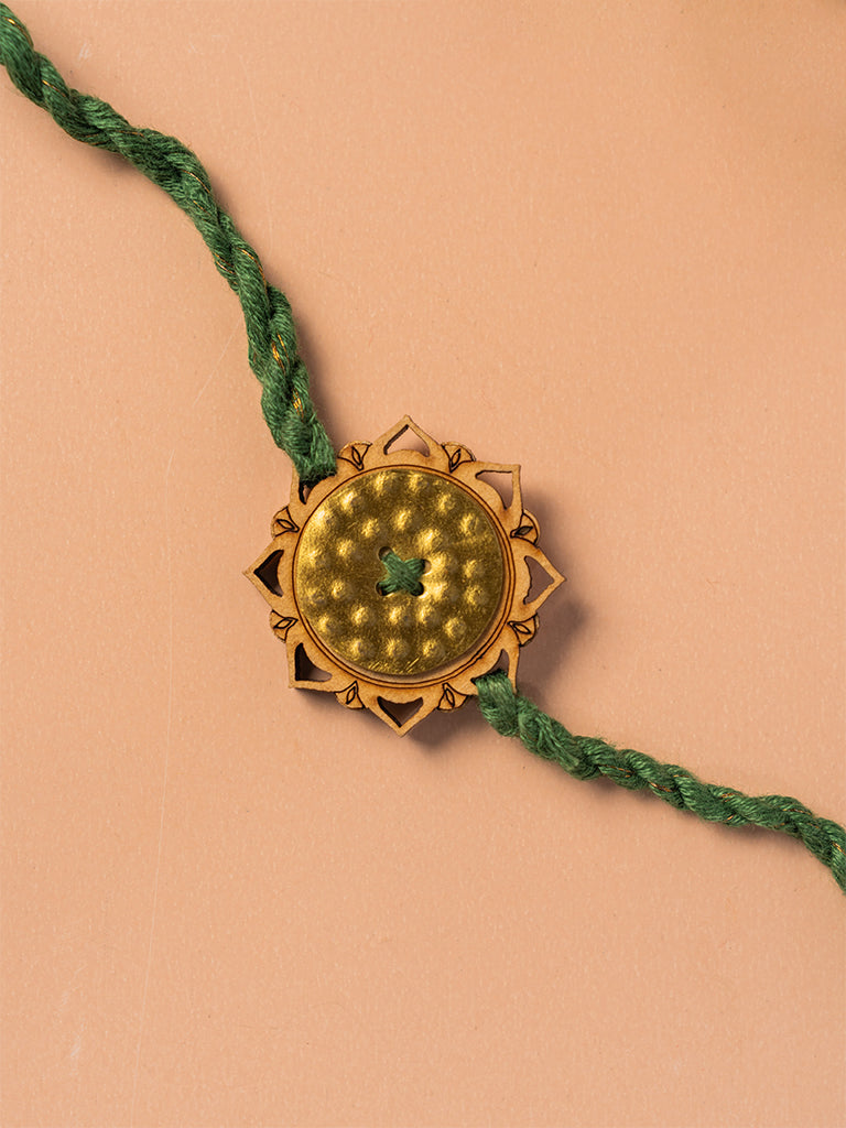 Mandala Brass Floral Rakhi