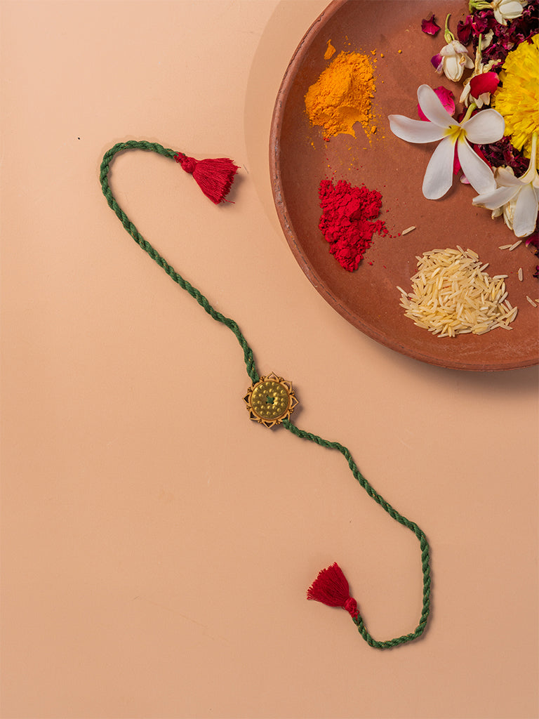 Mandala Brass Floral Rakhi