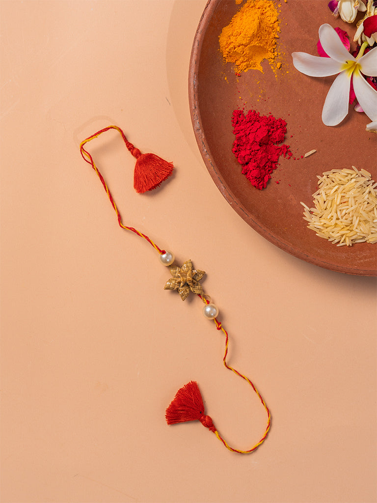 White Pearls Bamboo Rakhi