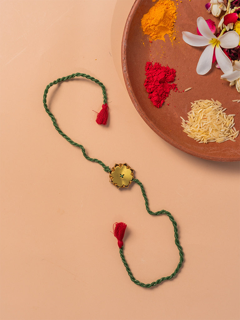 Floral Brass Rakhi