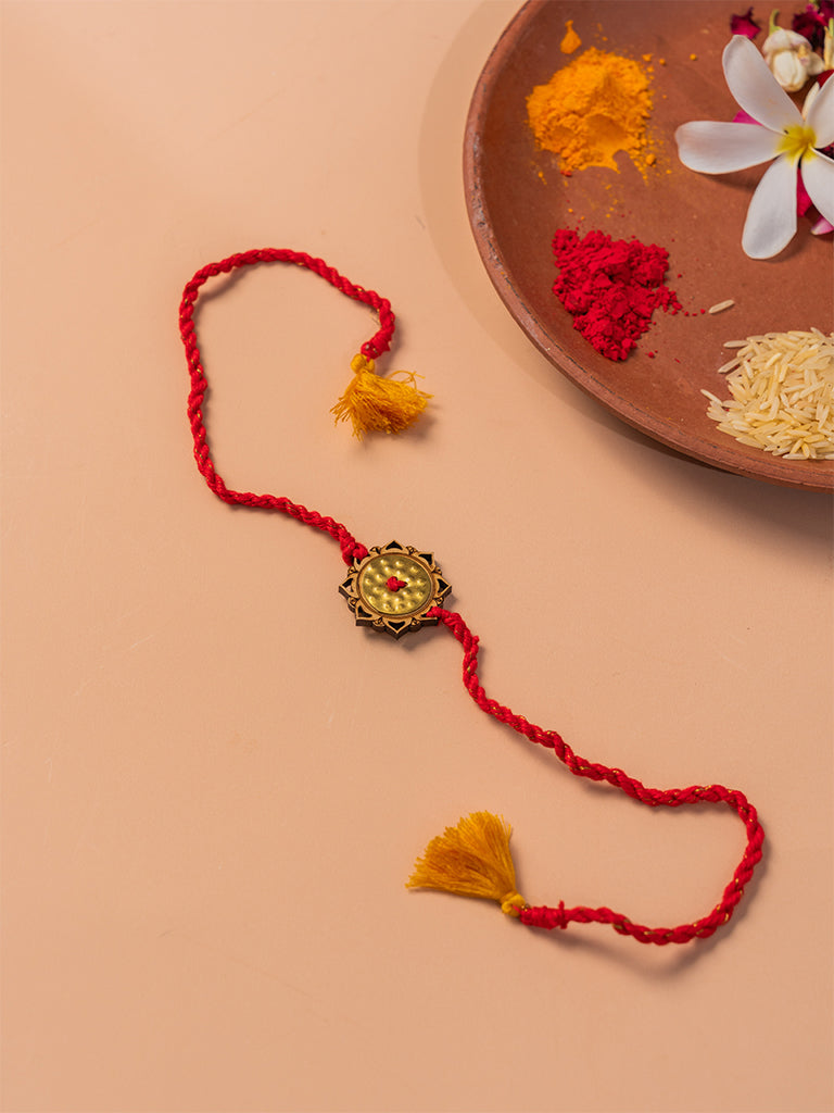 Mandala Circular Brass Rakhi