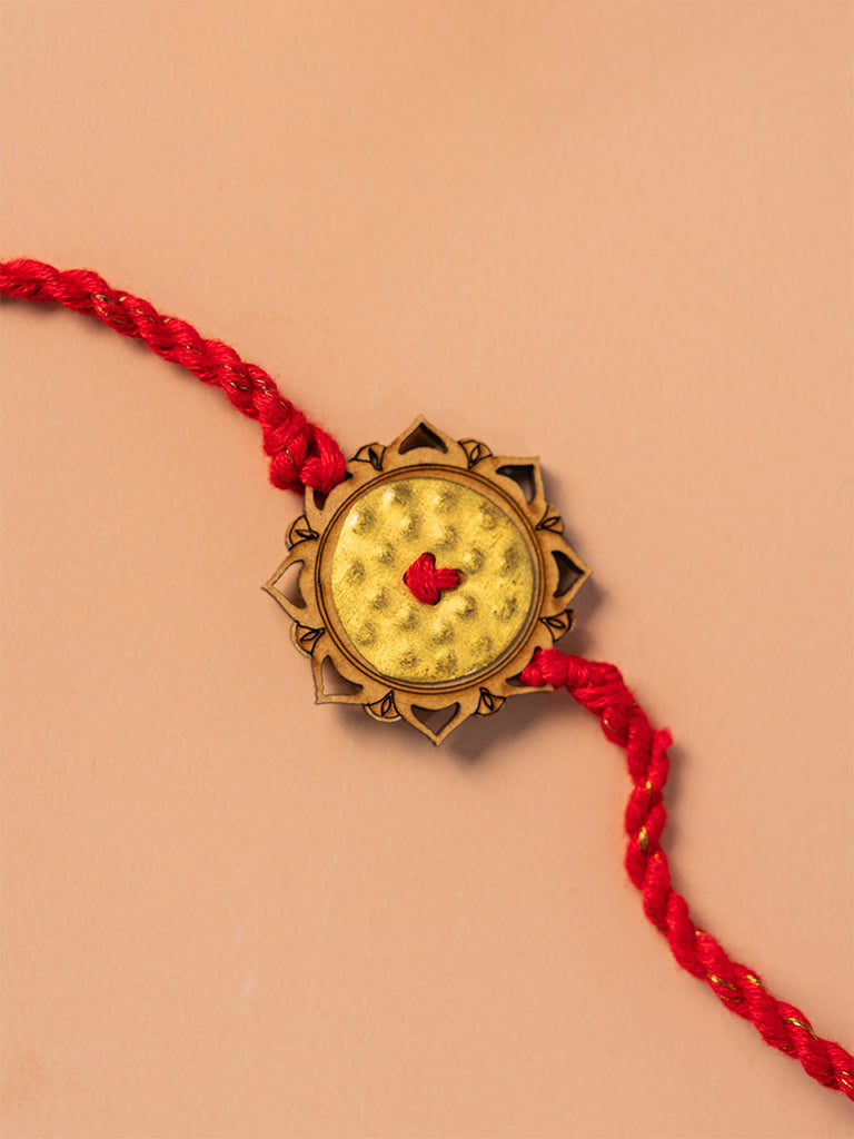 Mandala Circular Brass Rakhi