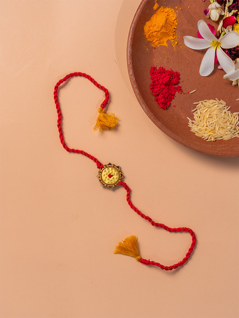 Mandala Circular Brass Rakhi