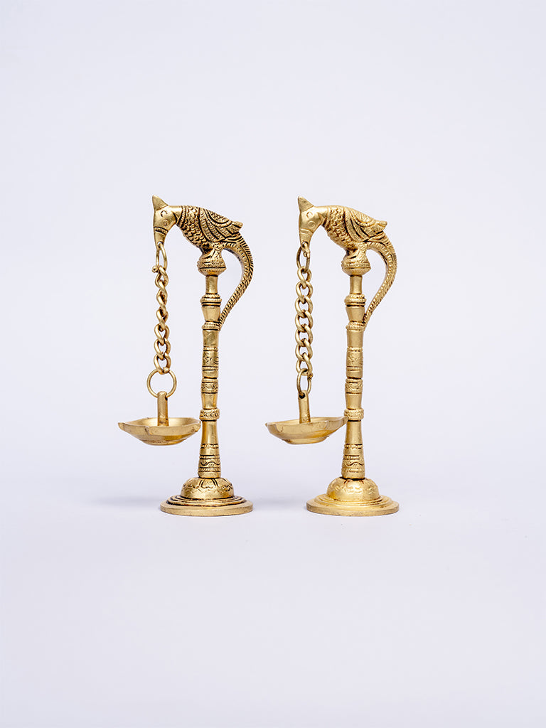 Table Lamp With Hanging Diya Pair