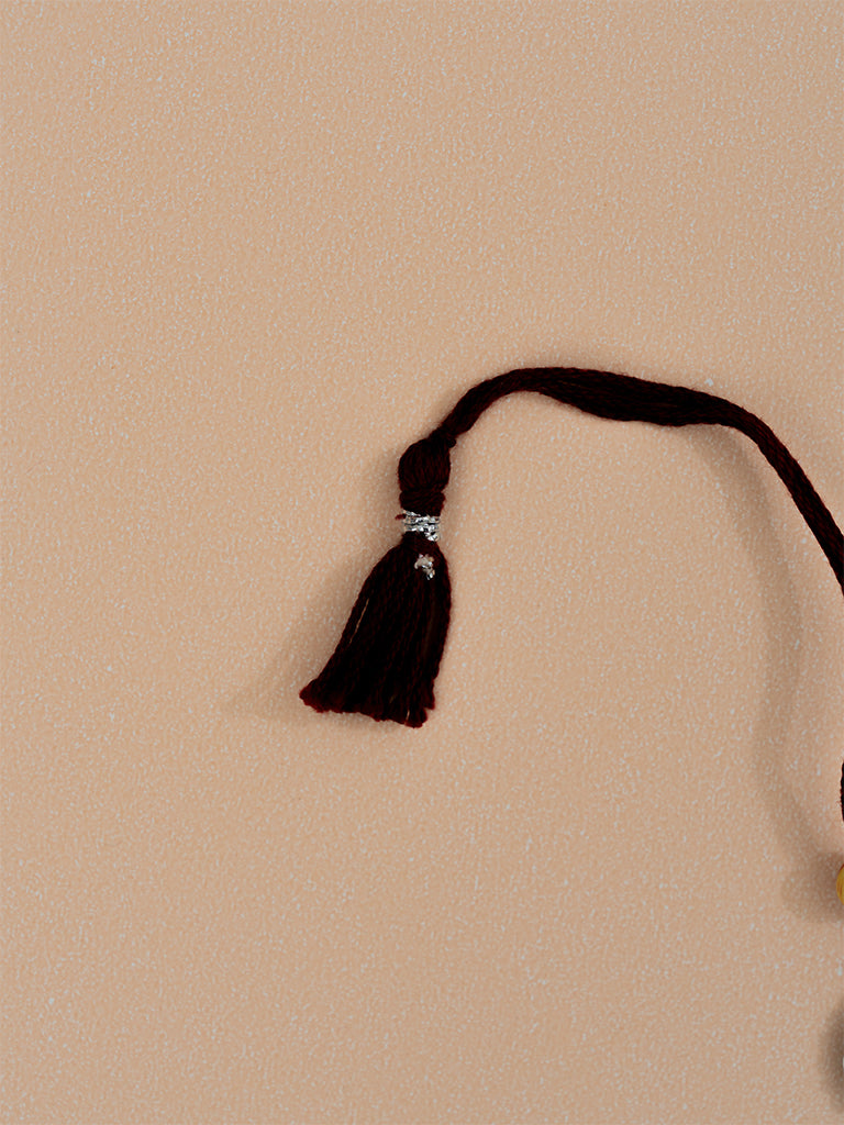 Peacock Ruby Stone Oxidised Metal Rakhi