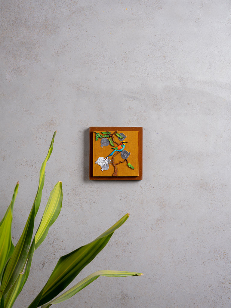Blue Bird With Pomegranate Wall Frame