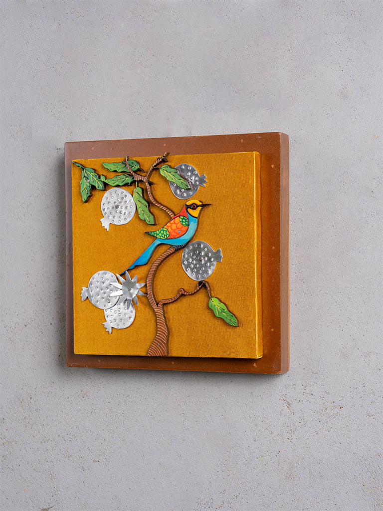 Blue Bird With Pomegranate Wall Frame