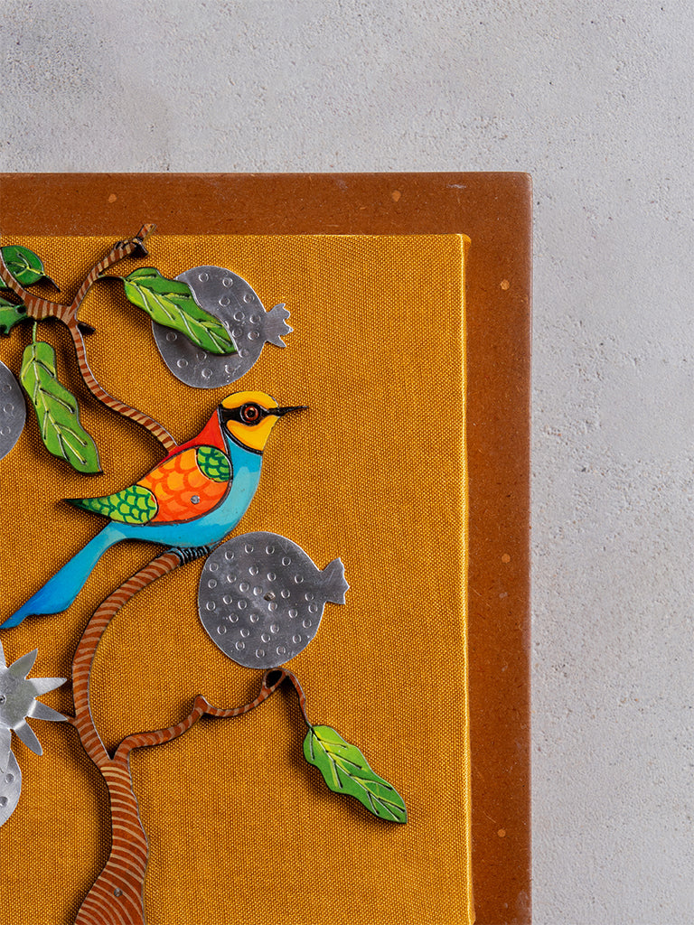 Blue Bird With Pomegranate Wall Frame