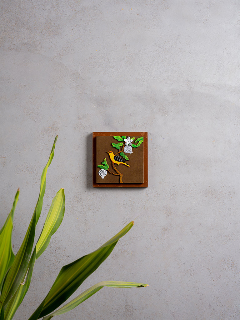 Yellow Bird With Pomegranate Wall Frame