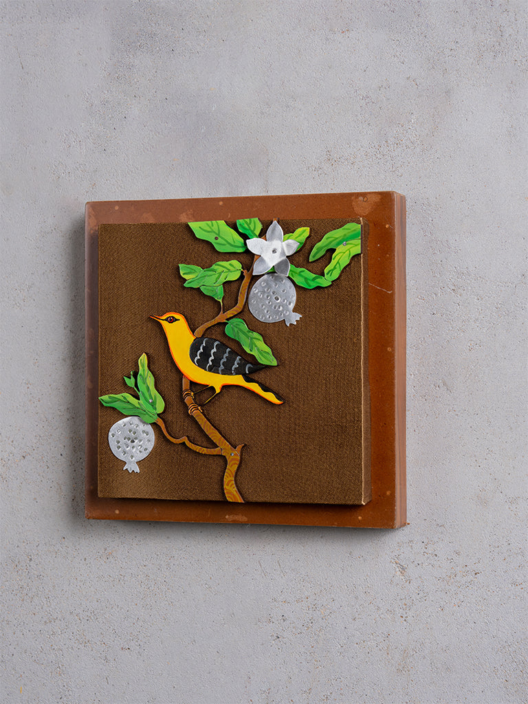 Yellow Bird With Pomegranate Wall Frame