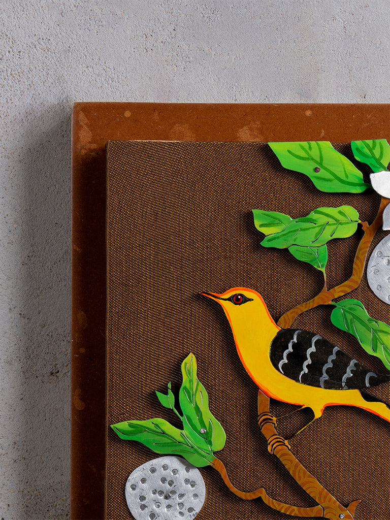 Yellow Bird With Pomegranate Wall Frame