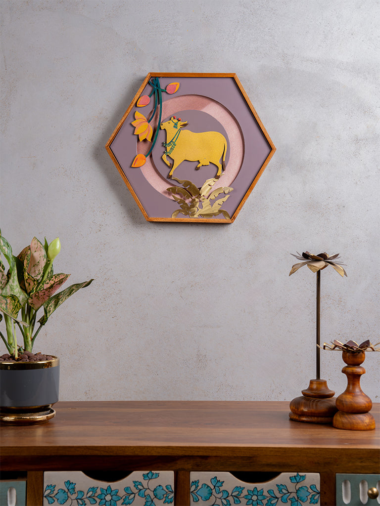 Pichwai Golden Cow Wall Frame