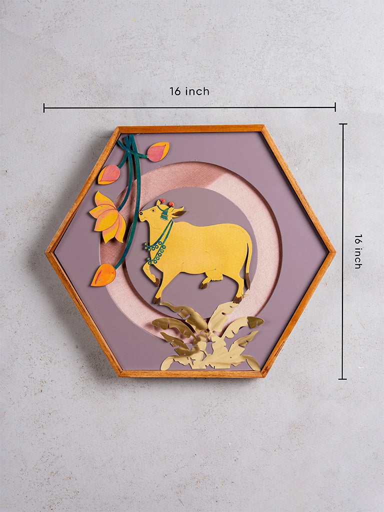Pichwai Golden Cow Wall Frame