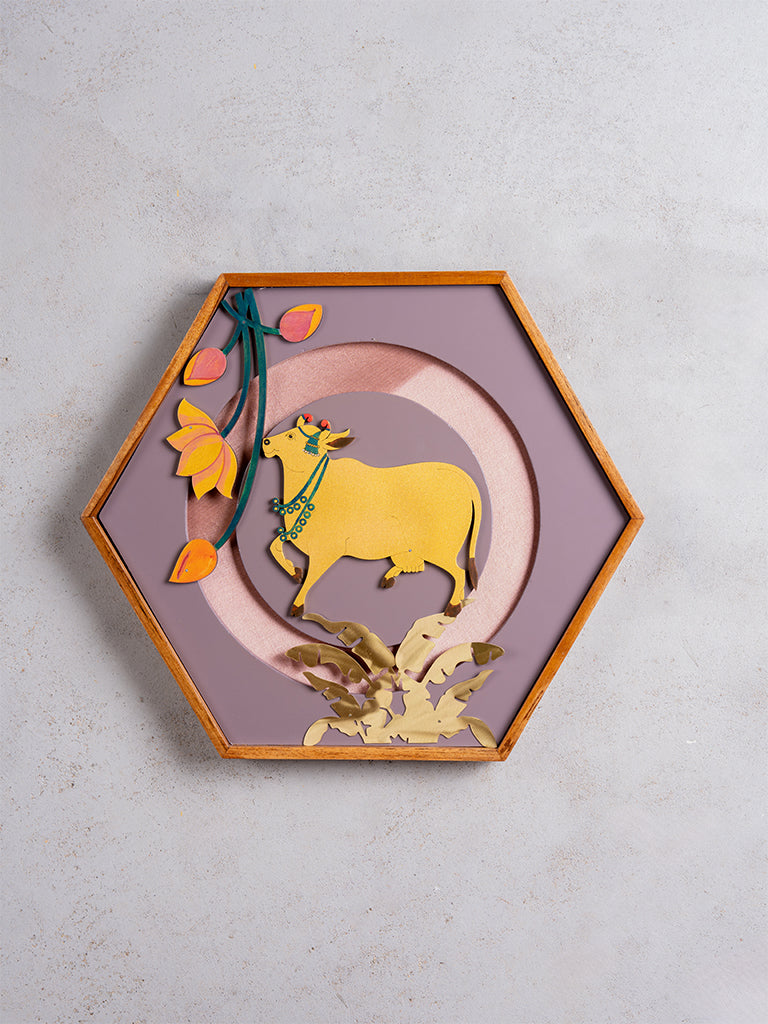 Pichwai Golden Cow Wall Frame
