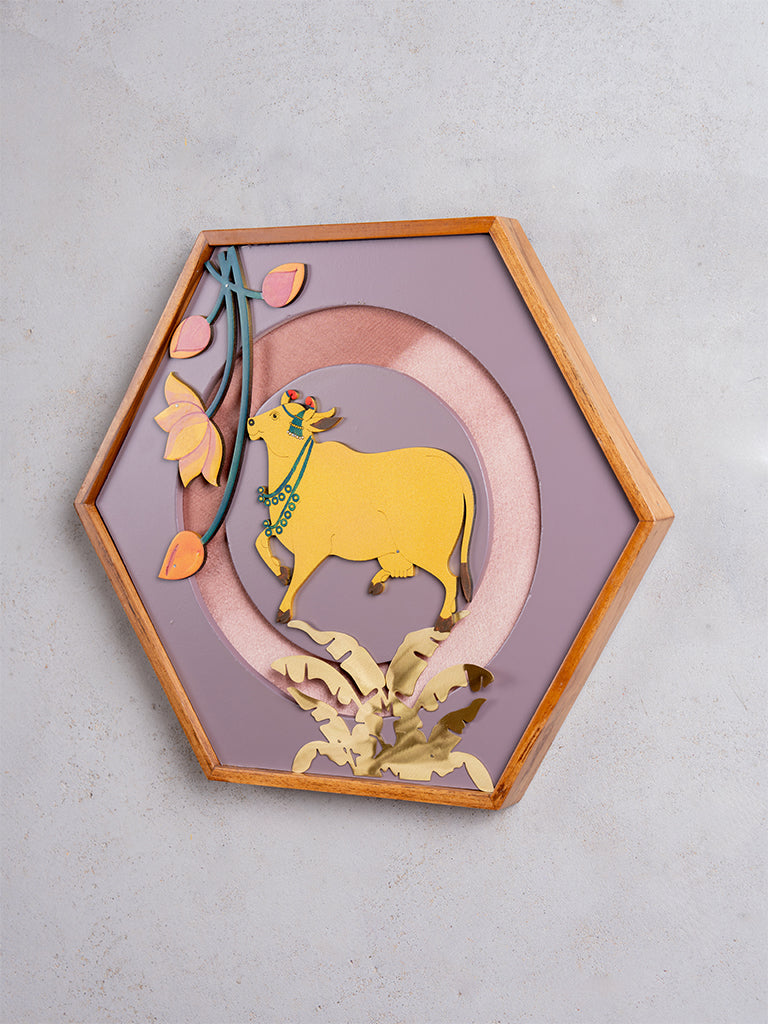 Pichwai Golden Cow Wall Frame