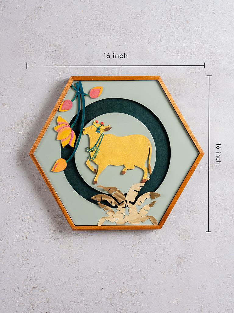 Pichwai Golden Cow Wall Frame